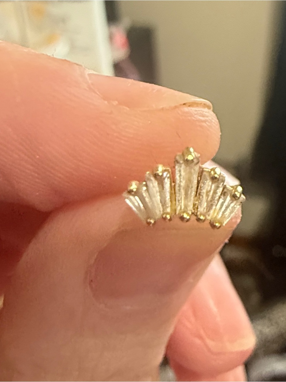 Gold-Tone Clear Baguette Fan Stud Earring - Women Jewelry